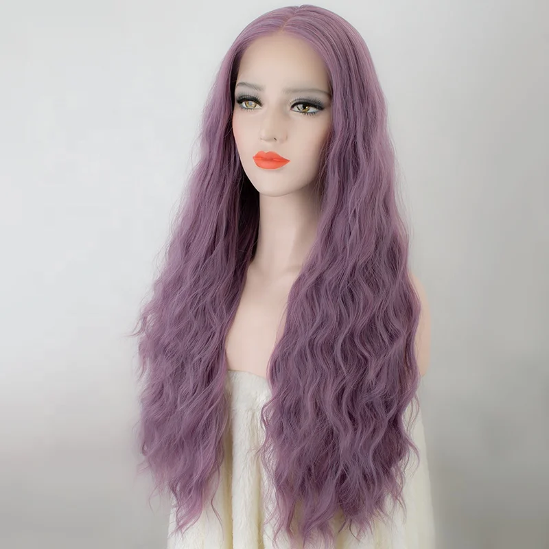 

Aliblisswig United States Warehouse Stock Wig Overnight Delivery Purple Long Curly Heat OK Fiber Hair Synthetic Lace Front Wig