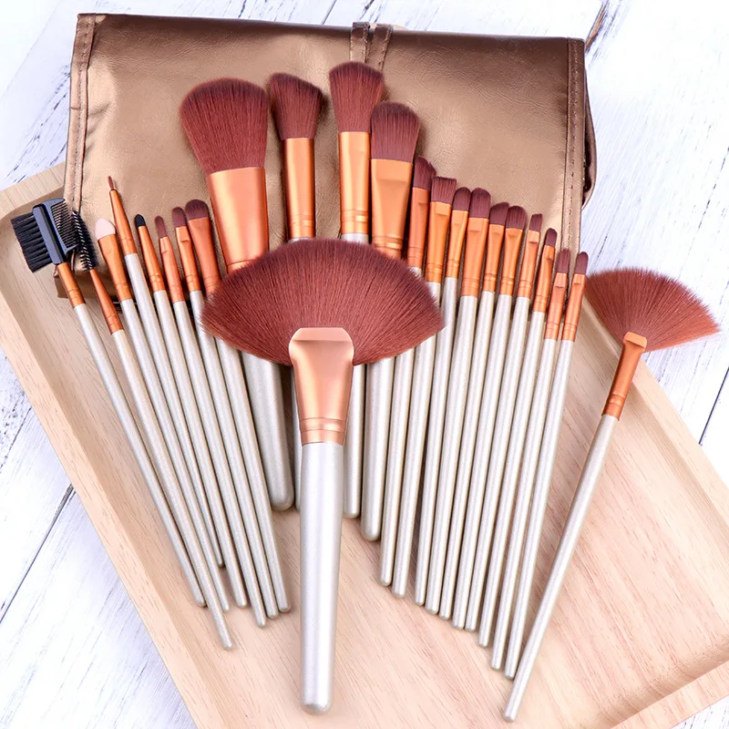 

HZM 24pcs Travel Wholesale Price Wood Handle Accept Private Label Cosmetic makeup brush set