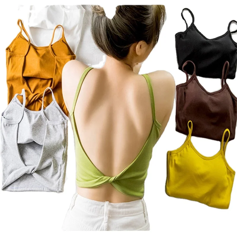 

Halter camisole ride with the primer coat outer wear chest pad wrapped thin section female women Cross beautiful back Tube top, Black,white,gray,yellow,green,dark yellow,coffee