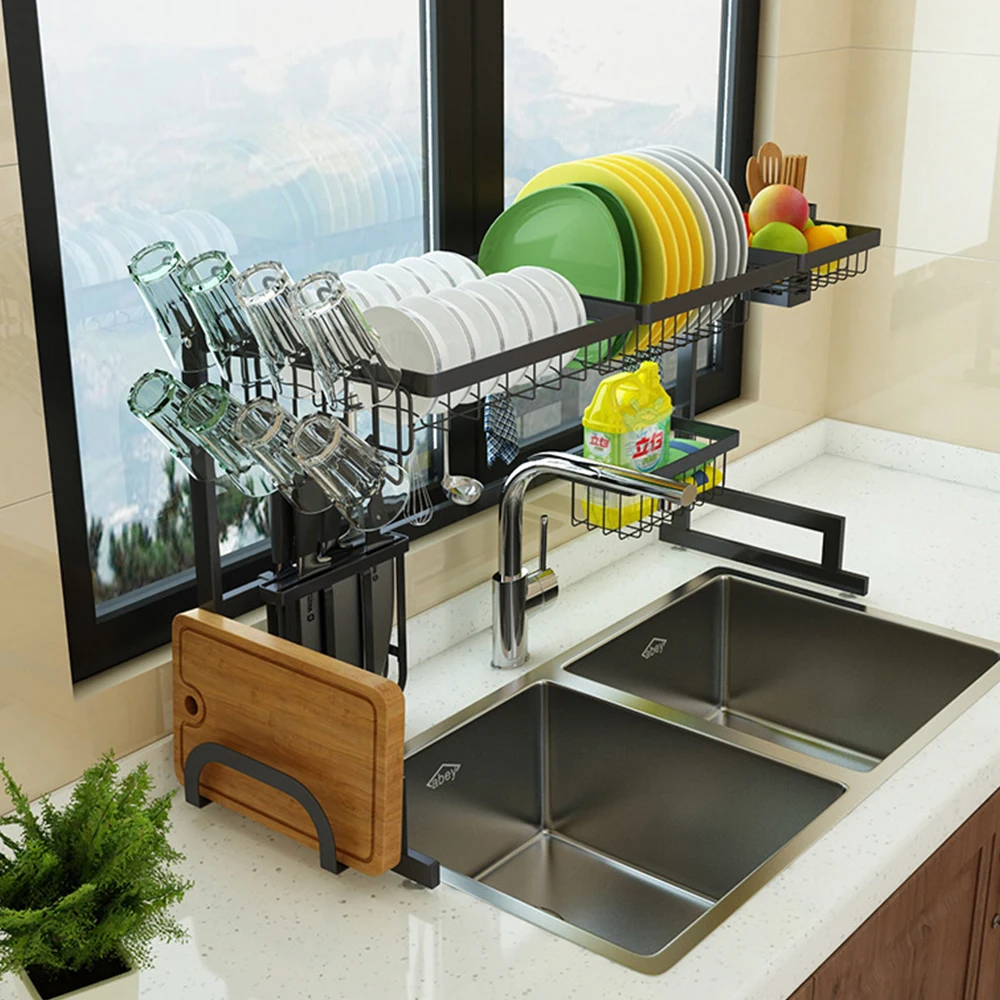 

Save Space Kitchen Multifunction Dish Rack, Trade Guarantee Kitchen Egoutoir Vaisselles, Black