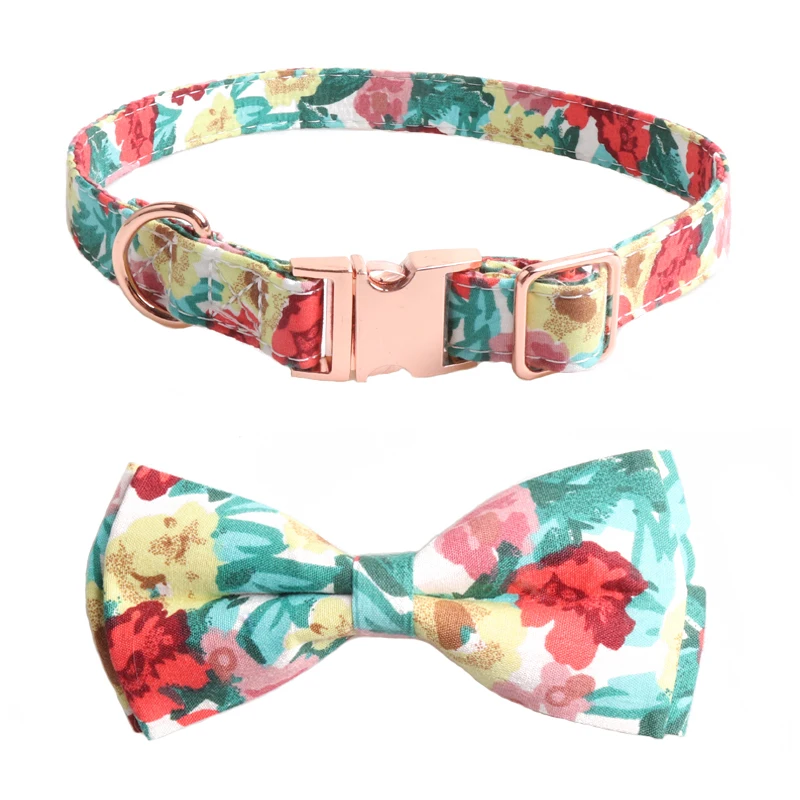 

Amigo Popular Floral Pattern Custom Print Flower Adjustable Breakaway Wholesale BowTie Small Medium Large Pet Puppy Dog Collar, Show as picture or custom