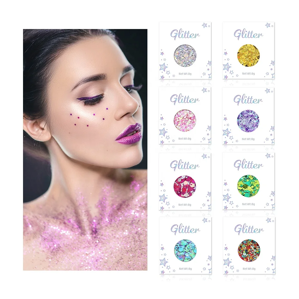 

Hot Sale Mixed Face Body Glitter Bulk Polyester Holographic Chunky Glitter for Party Decoration