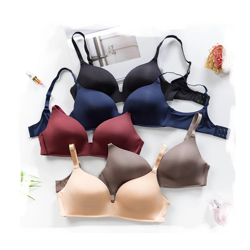 

7013 Girl Traceless One Piece Bra Comfortable Girl Sleep Bra No Steel Ring Bra, Pink,black,gray,wine red,blue,coffee