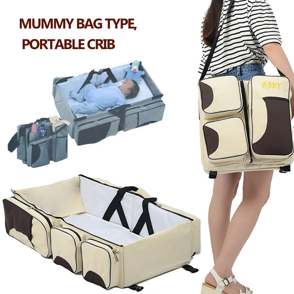 

Foldable Outdoor Tote Nappy Nappies Diaper Bag Adjustable Travel Bed Baby Crib Changing Bag