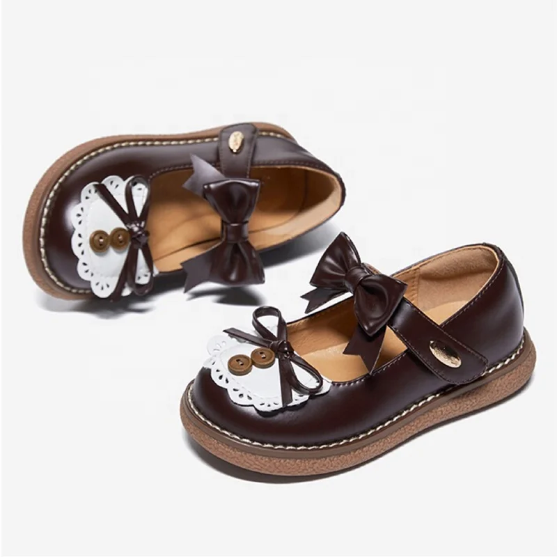 

2021 autumn new girls leather shoes princess soft sole little girls leather shoes, Brown,milk tea color