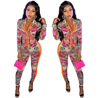 

Fashion leopard bodycon sexy tie dye two piece set for women clothing FM-8281