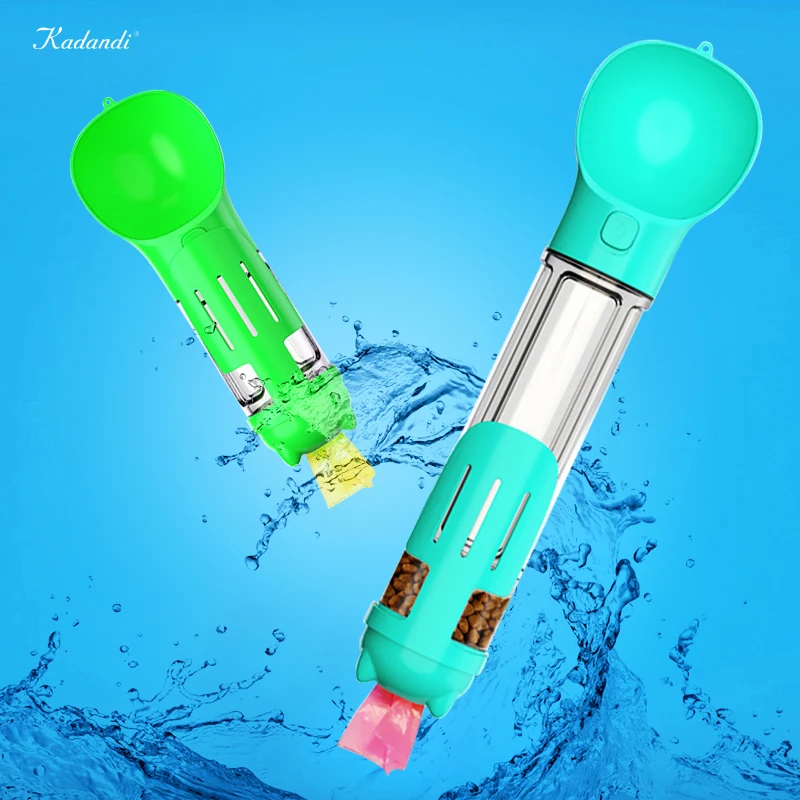 

Travel walking 4 in 1 multifunctional leak proof drinking bottle portable pet dog water bottle