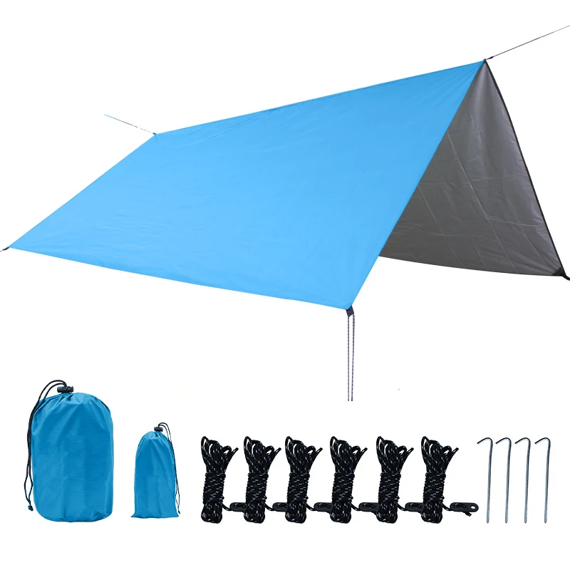 

Custom Square Outdoor Camping Waterproof UV Protection Coated Orange Ripstop Oxford Fly Sheet Rain Tarp Sun Shade Sail Canopy