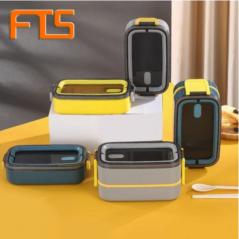 

Fts 2 Layer food Stainless Steel 1100Ml Insulated Portable Waterproof Portable Divided Lunch Box