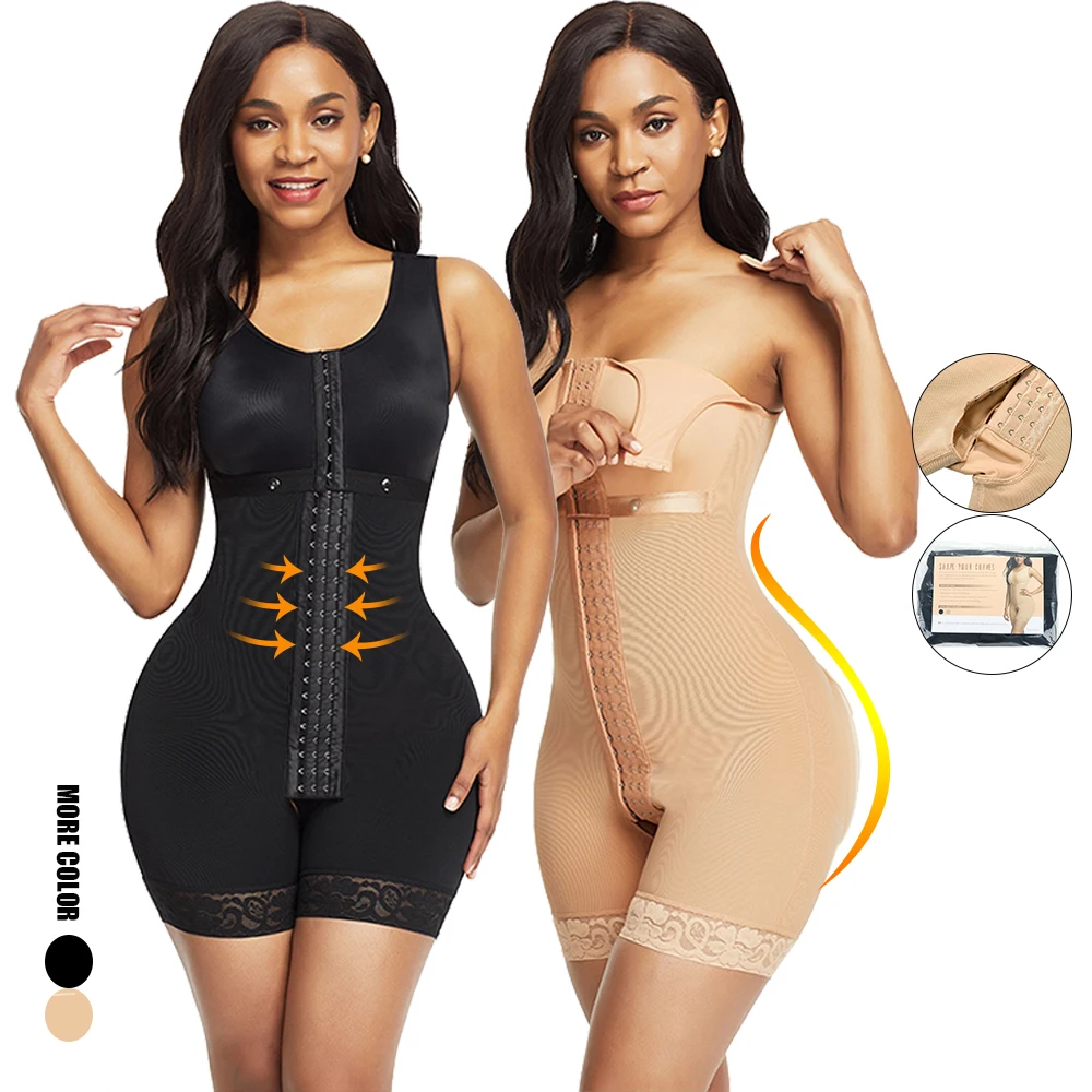 

Full Body Shaper Bodysuit fajas colombianas reductora Butt Lifter Waist Trainer Corset Shapewear Slimming Underwear 2021, Black, skin