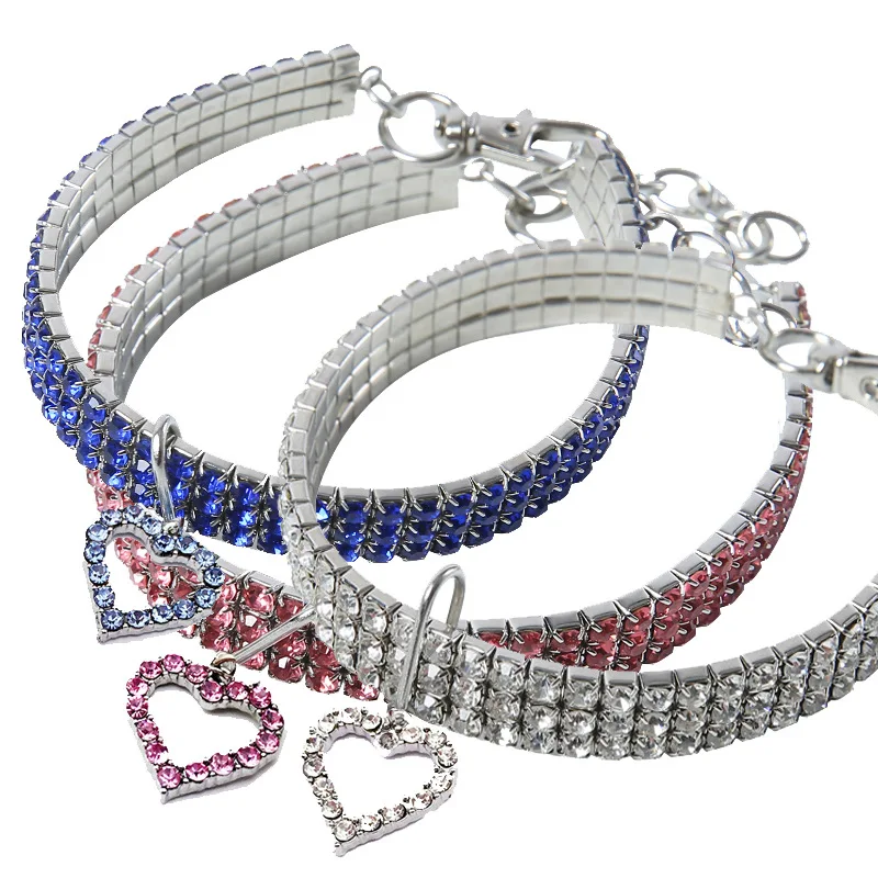 

Wholesale luxury Pet jewelry diamond rhinestone bling cat pet dog necklace collar, As pictures