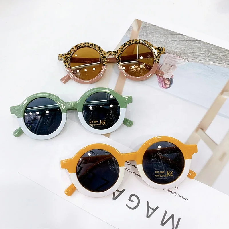 

High Quality Wholesale Cute Baby Sunglasses Boys Girls Sun Glasases For Children UV400 Rounds Kids Sunglasses 2021