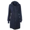 Europe and the United States explosions women's drawstring waist hooded zipper long-sleeved pocket plus long coat female spot