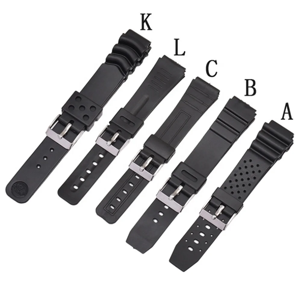

12mm 14mm 16mm 18mm 20mm 22mm PVC Watchband For Casio G-Shock Sport Diving Replacement Bracelet Strap Band