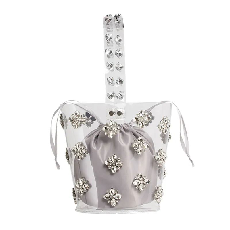 

2021 Xianjian Custom Made Clear PVC Rhinestone Bucket Purse Bling Bags Summer Handbags (XJEB7953)