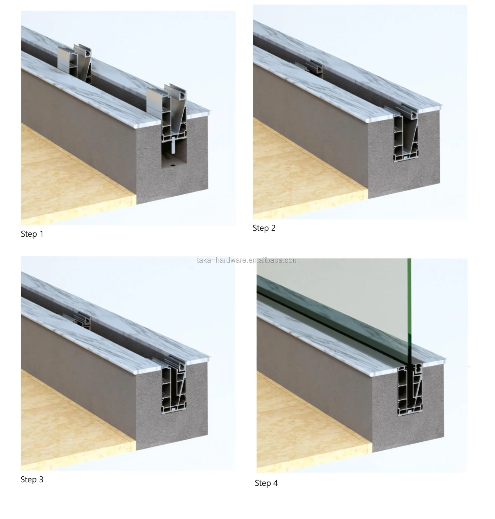Hot Sale Aluminum U Channel Base Frameless Glass Railing aluminium