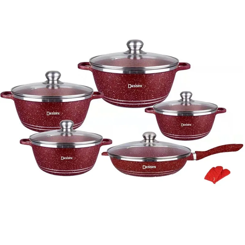 

Dessini 12pcs cookware set granite stone ceramic non-stick coating pots and pans, Customized color