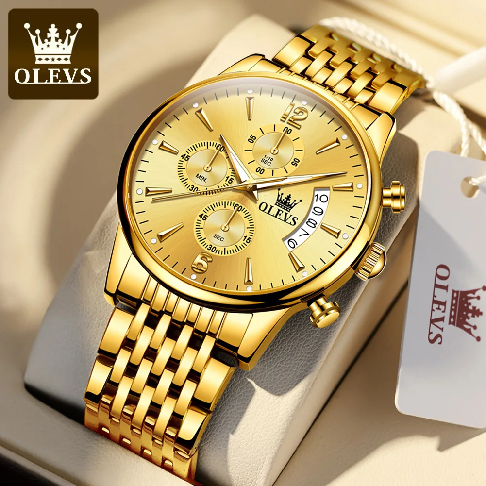 

OLEVS 2867 Popular Multifunctional Sports Watch Men Luminous Gold Waterproof quartz watch