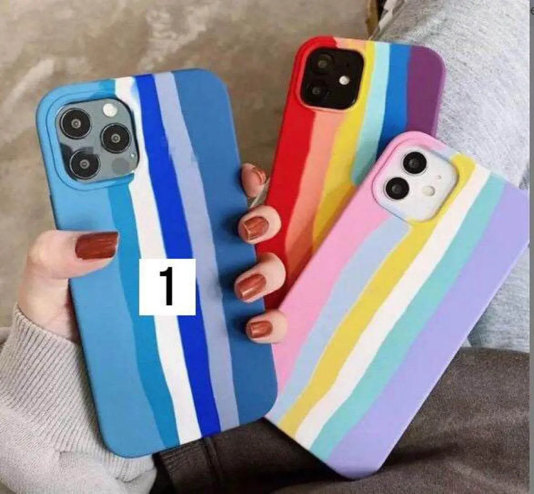 

Fashion colorful phone back cover shockproof liquid silicone rainbow phone case for iPhone 11 pro max