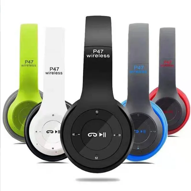 

P47 Foldable Hi-Fi Stereo Headsets BT 5.0 Music Headsets with fm radio TF Card for PS4/Kids Gifts P47 Wireless Headphones, 5 colors