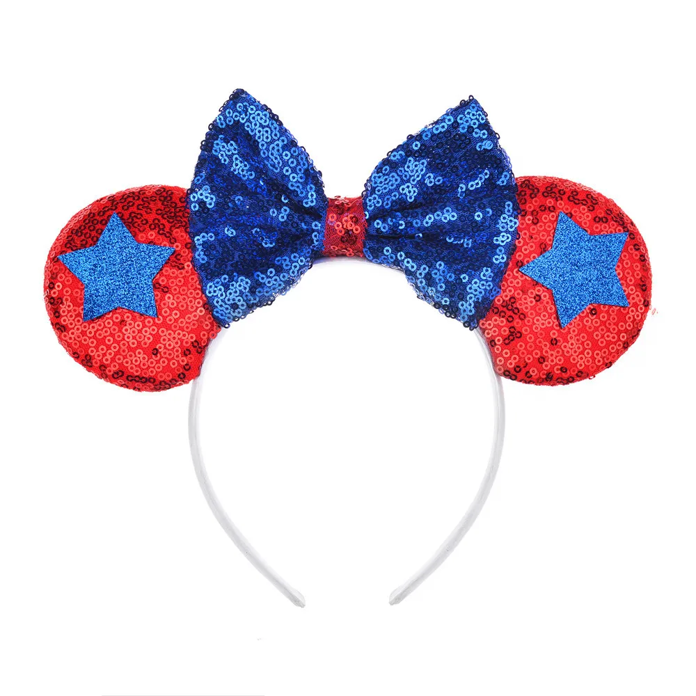 

New Arrival 4th Of July Kids Bow Headband Sequin Little Girls Sequin Shiny Headwear, Colorful