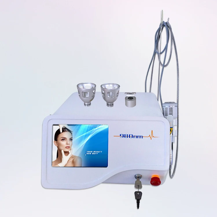 

Newest 40W 980nm 3 in 1 Diode Laser Vascular Spider Veins Removal Machine for Face Therapy with Cold Hammer, White, blue, black