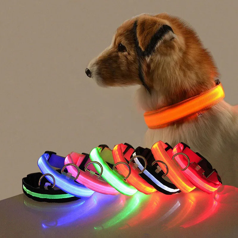 

Usb Rechargeable Flashing Glow In The Dark Running Adjustable Luminous Nylon Light Up Led Dog Collar, Blue/red/green/pink/yellow/orange/white