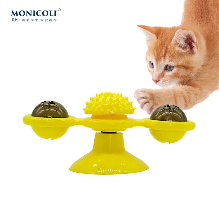 

Dropshipping Pet Toys For Cats Interactive Puzzle Training Turntable Windmill Scratching Whirling Toys Cat Kitten Game toy, Customized color