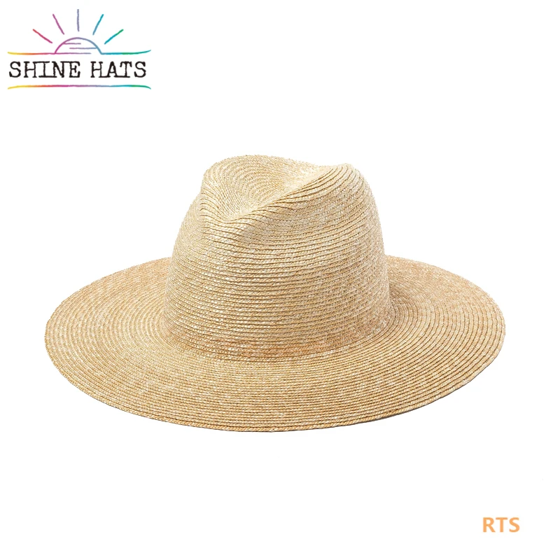 

2022 Wheat Flat Boater Straw Hats Plain Sun Hats Elegant Factory Customized Cheap Summer Beach Sun Hats for Women Floppy Printed