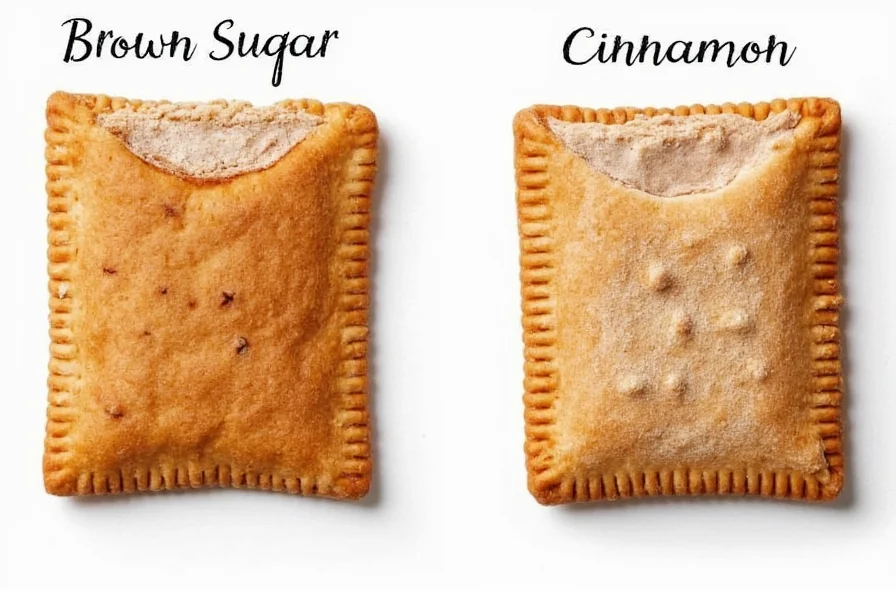 Close-up photography of brown sugar cinnamon pop tarts showing golden-brown pastry with visible cinnamon swirls and crumb topping