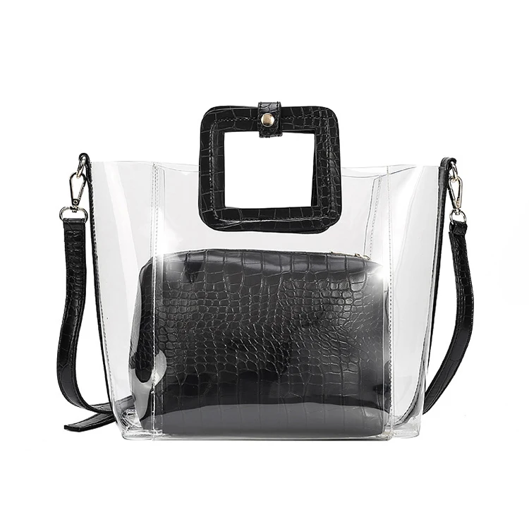 

TMB024 Wholesale Crocodile Pattern Tote Bag Transparent Shoulder Handbag For Women 2022 Jelly Crossbody Bags