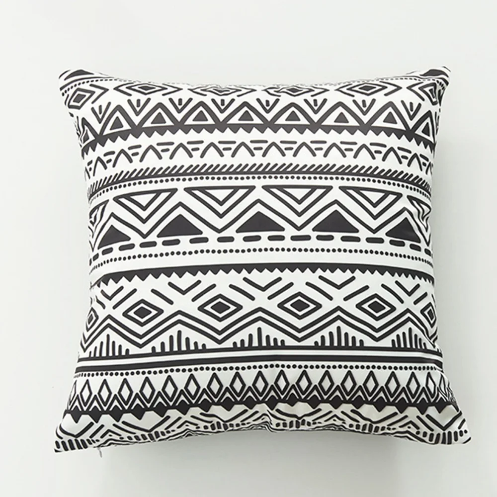 

Geometric faux silk printing white and black cushion cover home cafe nice fashion living room cheap sofa cover pillowcase