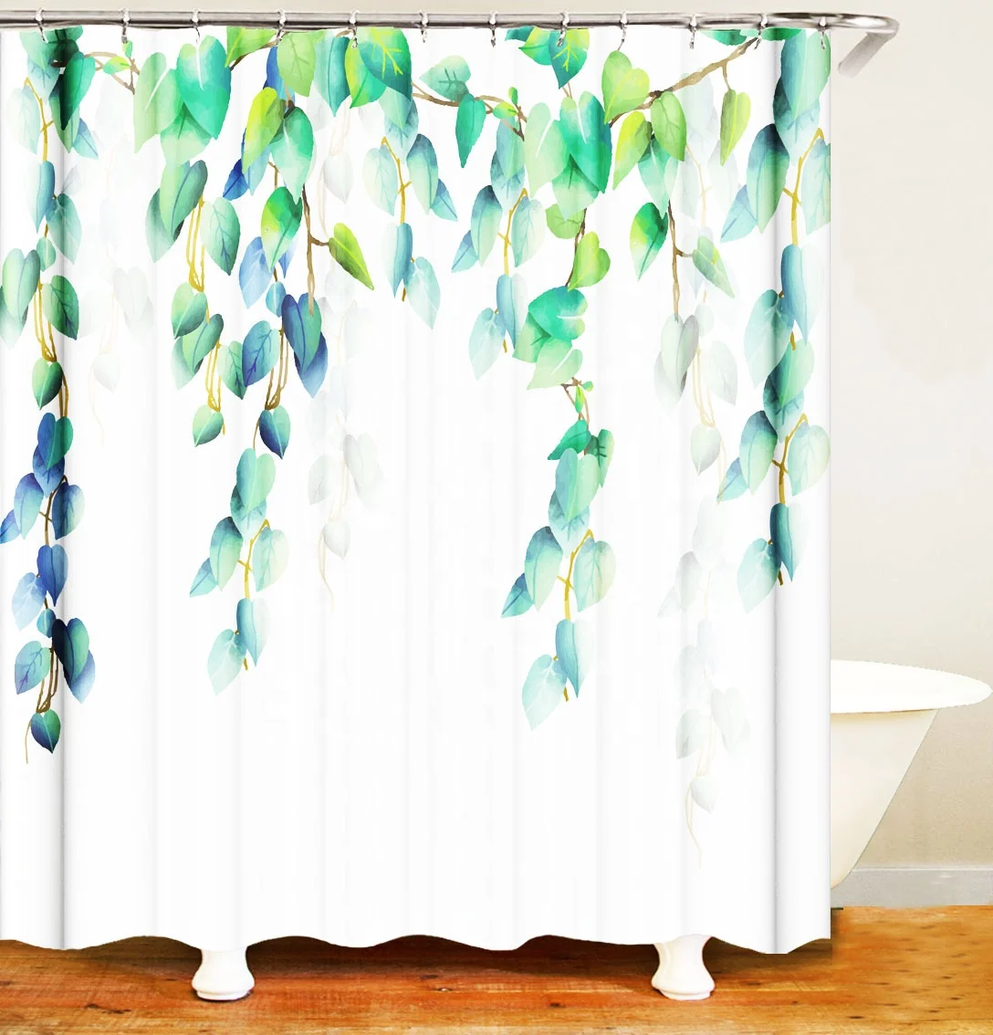 

i@home 3d digital leaves water repellent shower curtain printing 180cm x 180cm polyester, Picture