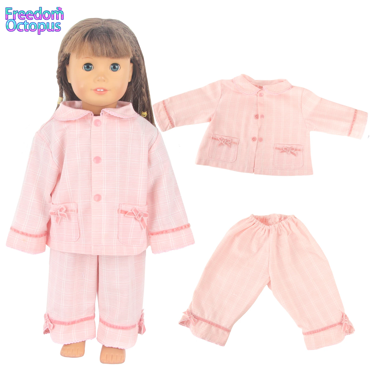 

New 18 inch Girl Doll Clothes Pink Doll Pajamas Doll Clothes