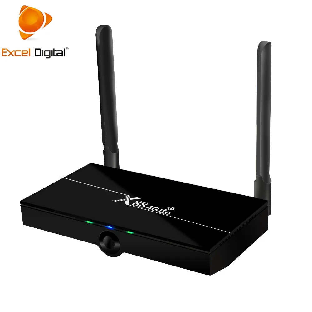 

Excel Digital 2019 New Arrival X88 4G Lte Tv Box RK3328 OTA Android Tv Box with 3g 4g sim card 4k, Black