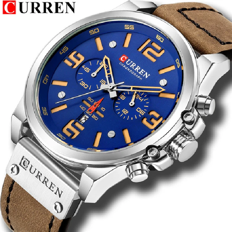 

CURREN 8314 Top Brand Luxury Fashion Leather Strap Quartz Men Watches Casual Date Business Male Wristwatches Clock Montre Homme, 6 colors