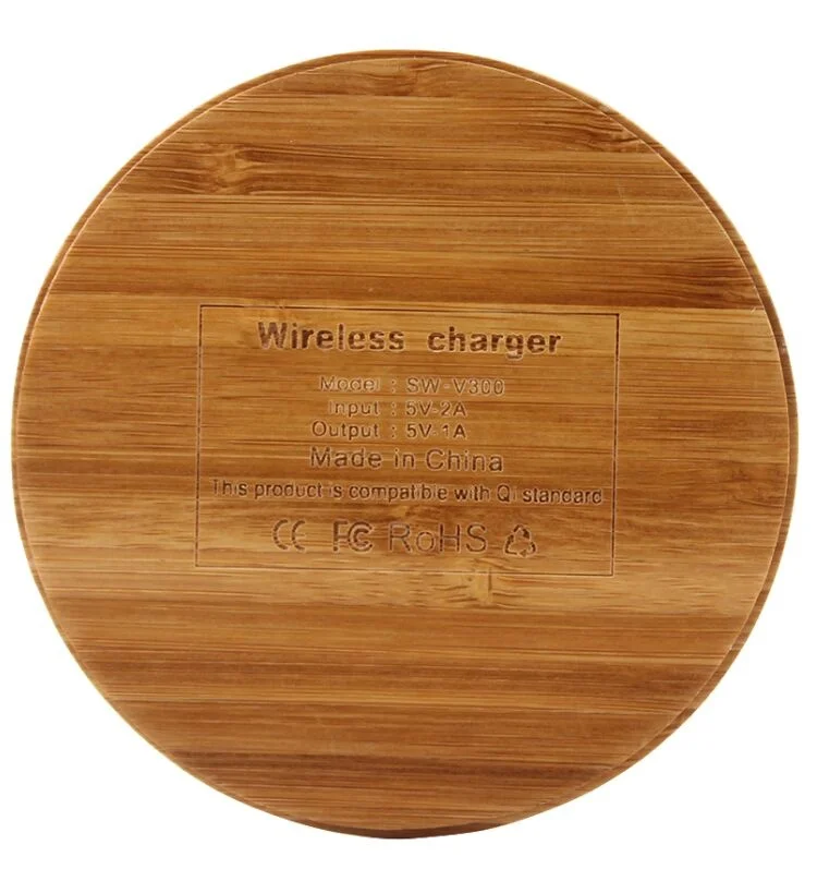 

Customize logo Qi Wooden Bamboo Wireless Charger Quick Wireless Charging pad Charger For Mobile Phone