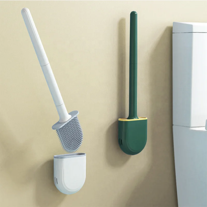 

Factory Wholesale Wall Mount Flexible TPR Silicone Toilet Brush and Holder