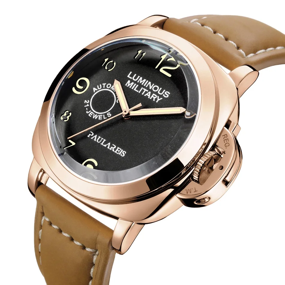 

2022 paulareis 6color fully automatic mechanical luminous leather classic men's Watch automatic watch parts