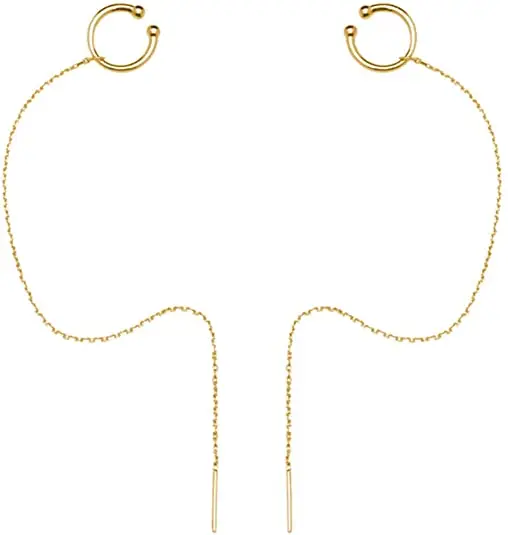

Sterling Silver Cuff Chain Earrings Wrapped Tassel Earrings for Women