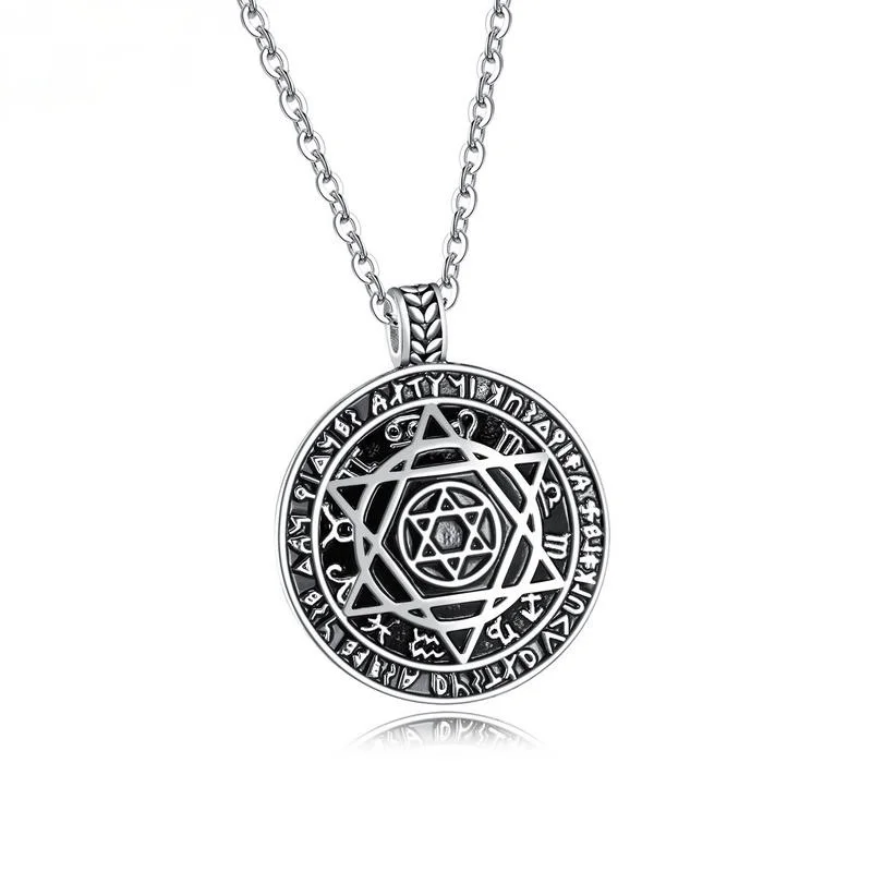 

Talisman Seal Solomon Six-Pointed Star 12 Constellation Pendant Stainless Steel Amulet Lucky 20" Jewelry Men's Necklace