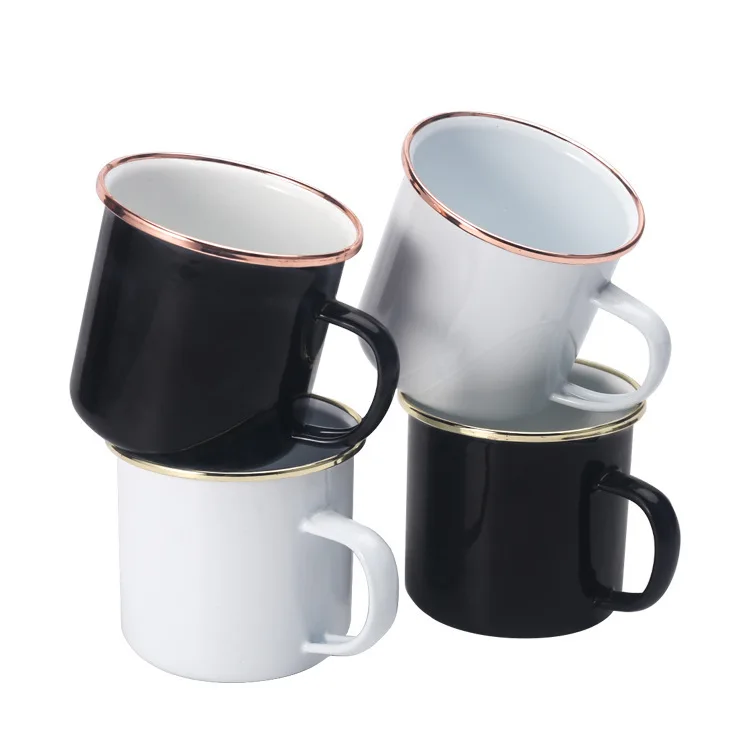 

Mikenda Custom logo enamel white mug, custom steel enamel camping mug