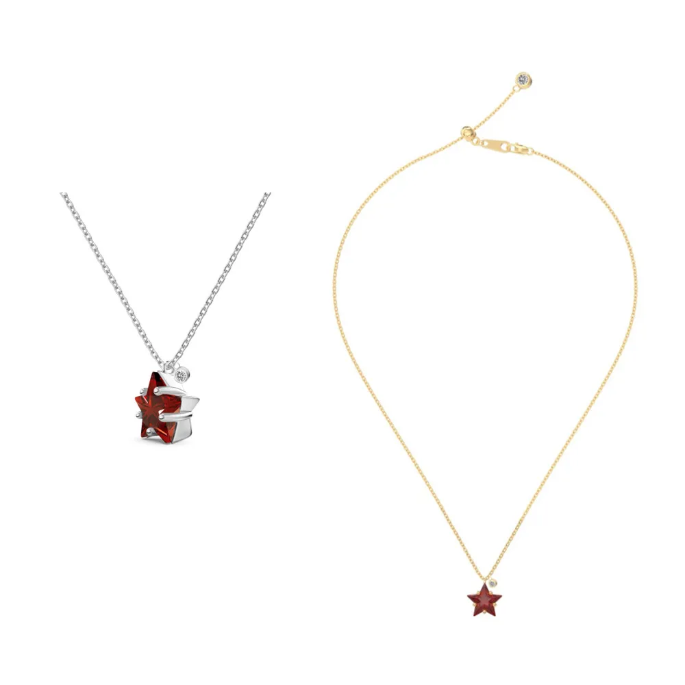 925 Sterling Silver Gold Vermeil 45cm 5A Star Zircon Christmas Necklace Jewelry for Women New Year Gift