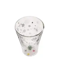 

Doctor Bee 10oz Christmas Snowflake Glass Cups Double Wall Tumbler for Coffee Drinking Tea