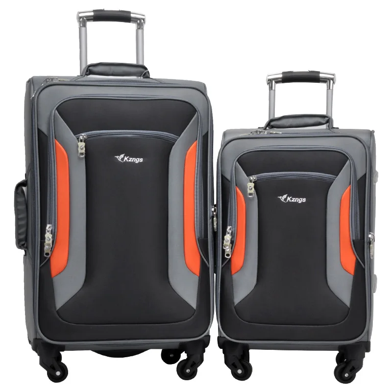 

Eco-friendly 20"24" factory new design suitcases four spinner wheels polyester material 2 pcs set trolley luggage, Black, blue, brown, grey, red, customized