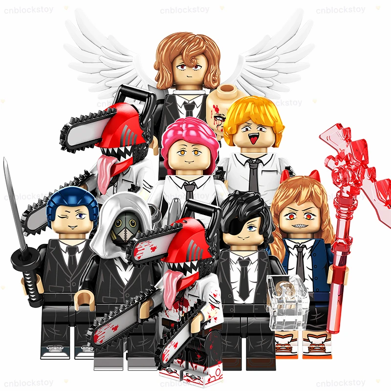 

Anime KF6180 Power Angel Devil Chainsaw Man Hayakawa Aki Himeno Makima Mini Bricks Building Block Set Figure Plastic MOC Toys