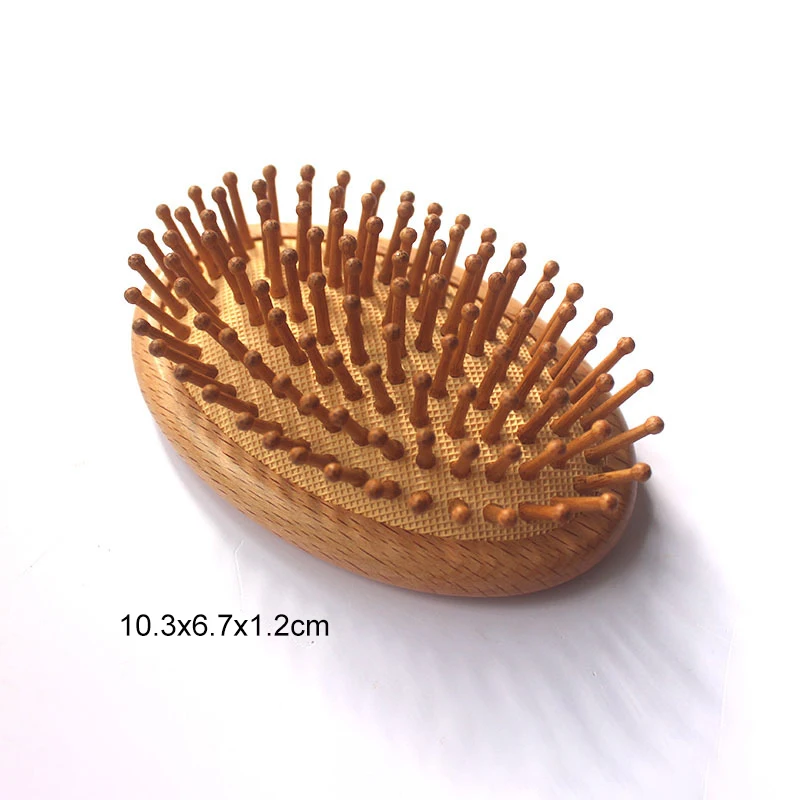 

Private Label Biodegradable Healthcare Tools Wide Tooth Scalp Products Natural Bamboo Massage Comb Portable Wood Hair Brush