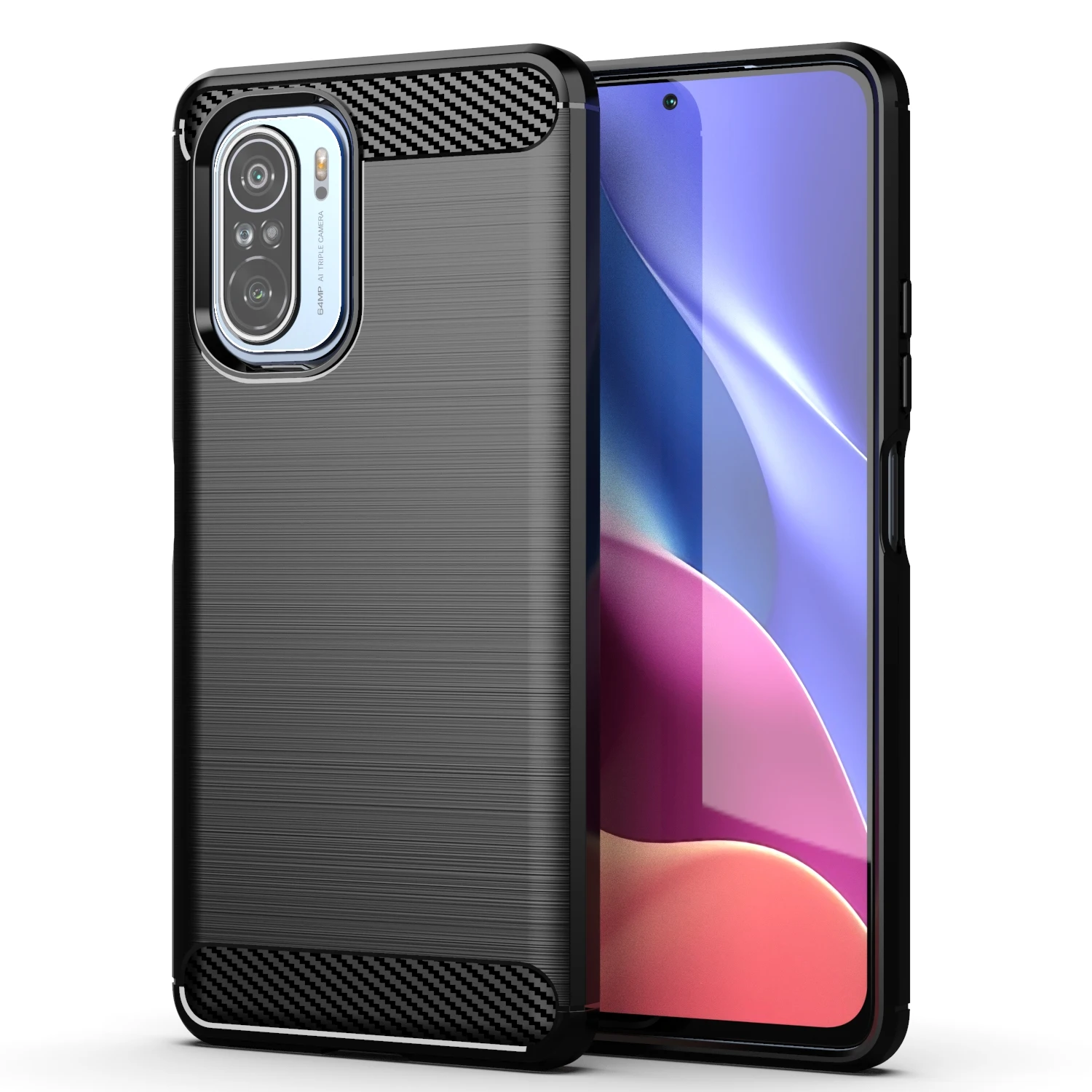 

Soft TPU phone Case For xiaomi poco f3 Back Cover Carbon Fiber Case For mi 11x case