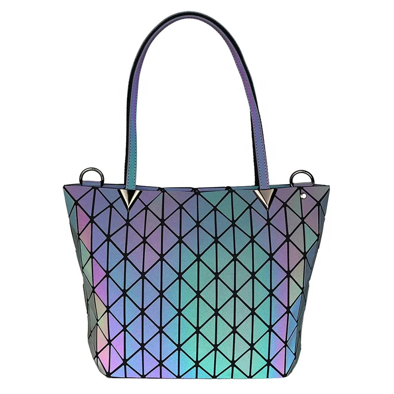 

Reflective Geometric Bucket Bags Luminous Shoulder Handbag For Women