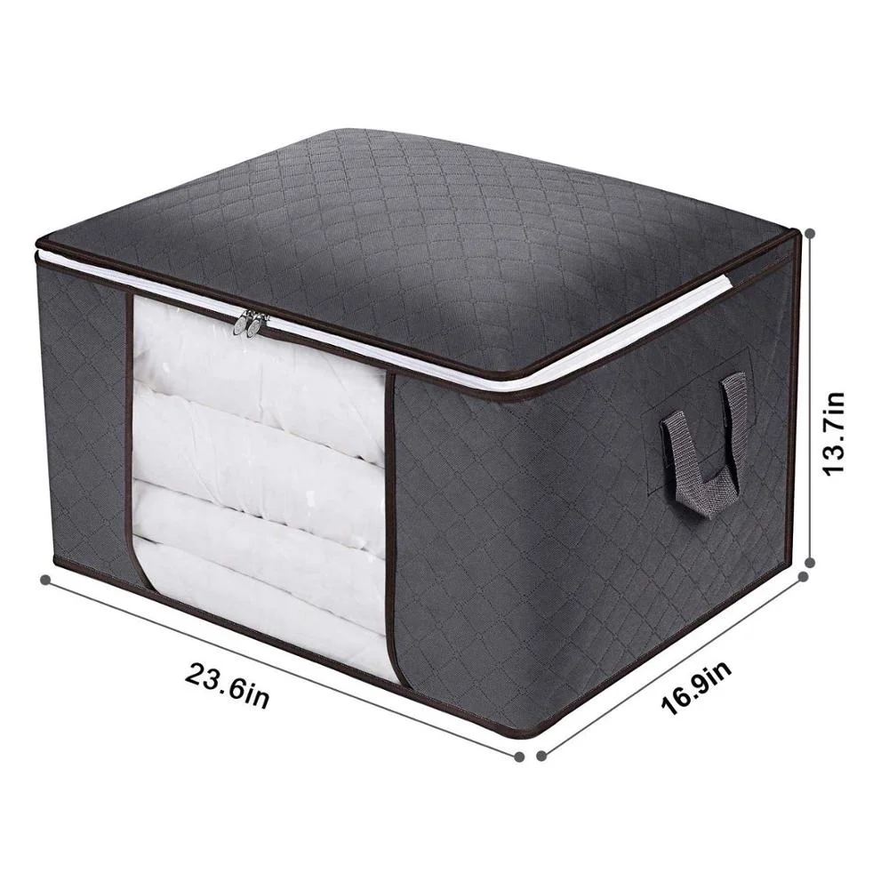 

High Quality Large Capacity Non Woven Clothes Storage Bag Home Organizer with Zipper Clear Window for comforters and blankets
